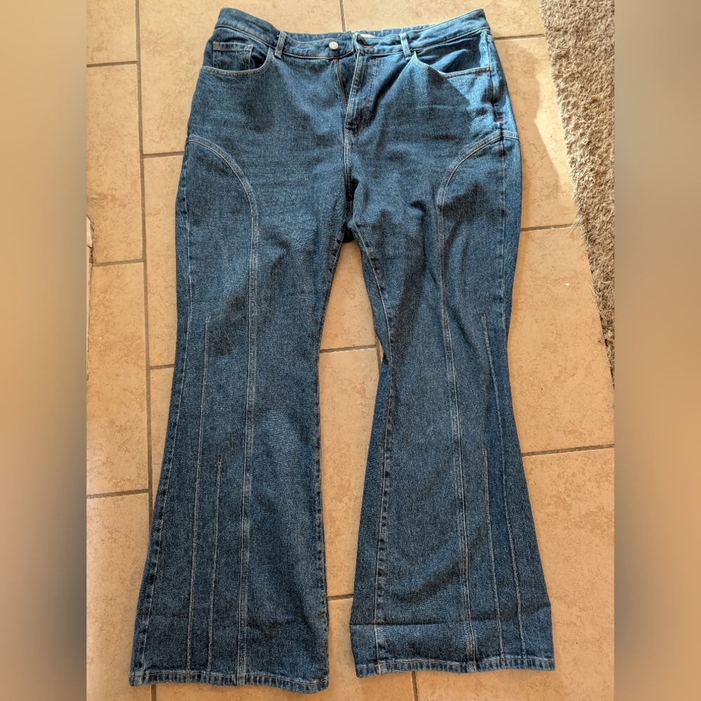 Warp + Weft Women's "Mia" Miami Flare Blue Jeans Size 20w